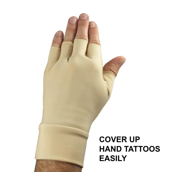 Light Skin Tone Tattoo Cover Up Fingerless Gloves